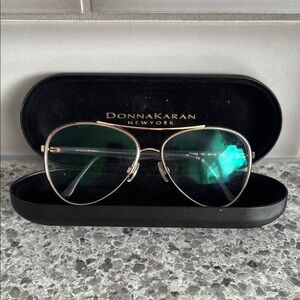Donna Karan Gold Aviator Sunglasses